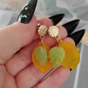 Lemon Stud Drop Earrings, Nickel Free